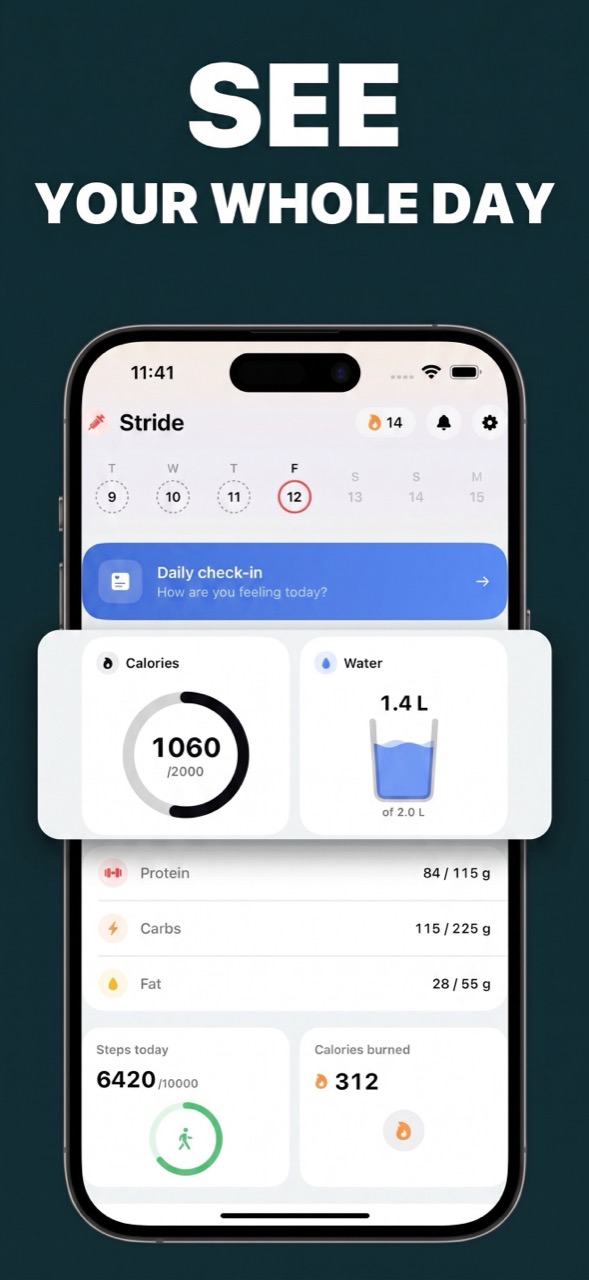 See your whole day: calories, macros, and activity